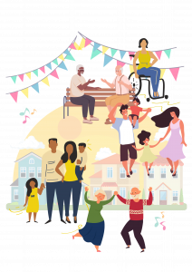 Illustration fête de quartier intergénérationnelle