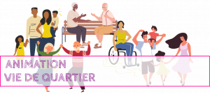 Groupe multigénérationnel d'habitants du quartier