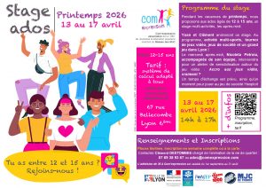 Affiche de communication, stage ados Com'expression printemps 2026