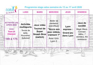 Programme d'activités stage ados Com'expression printemps 2026