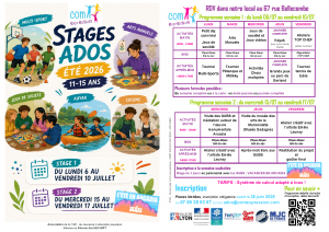 Programmation stage ados Com'expression, été 2026